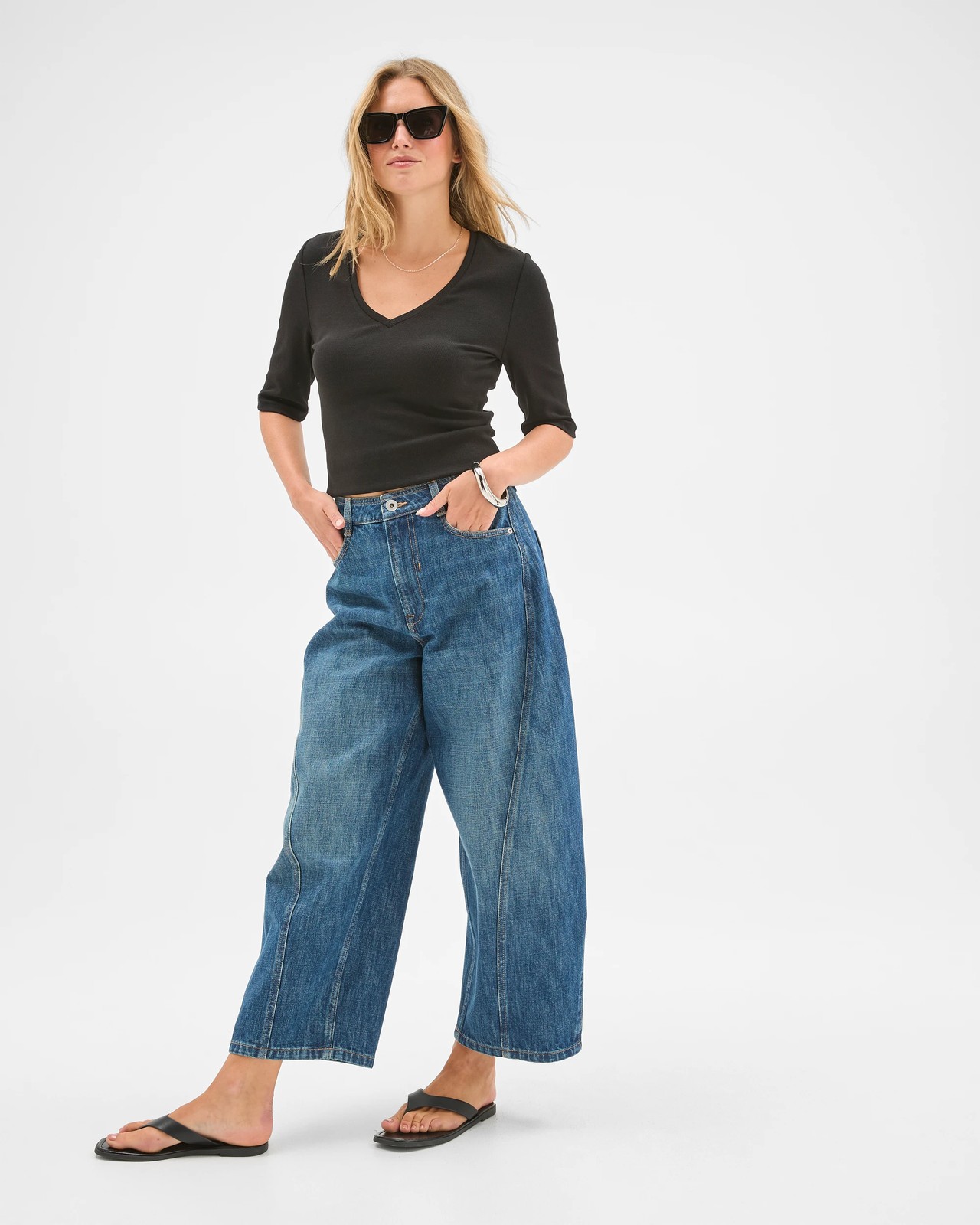 Lily Loves Crop Horseshoe Leg Denim Jeans 3 of 5