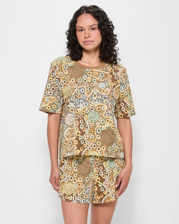 Family Matching Womens Warlukurlangu Art Cotton Pyjama Set