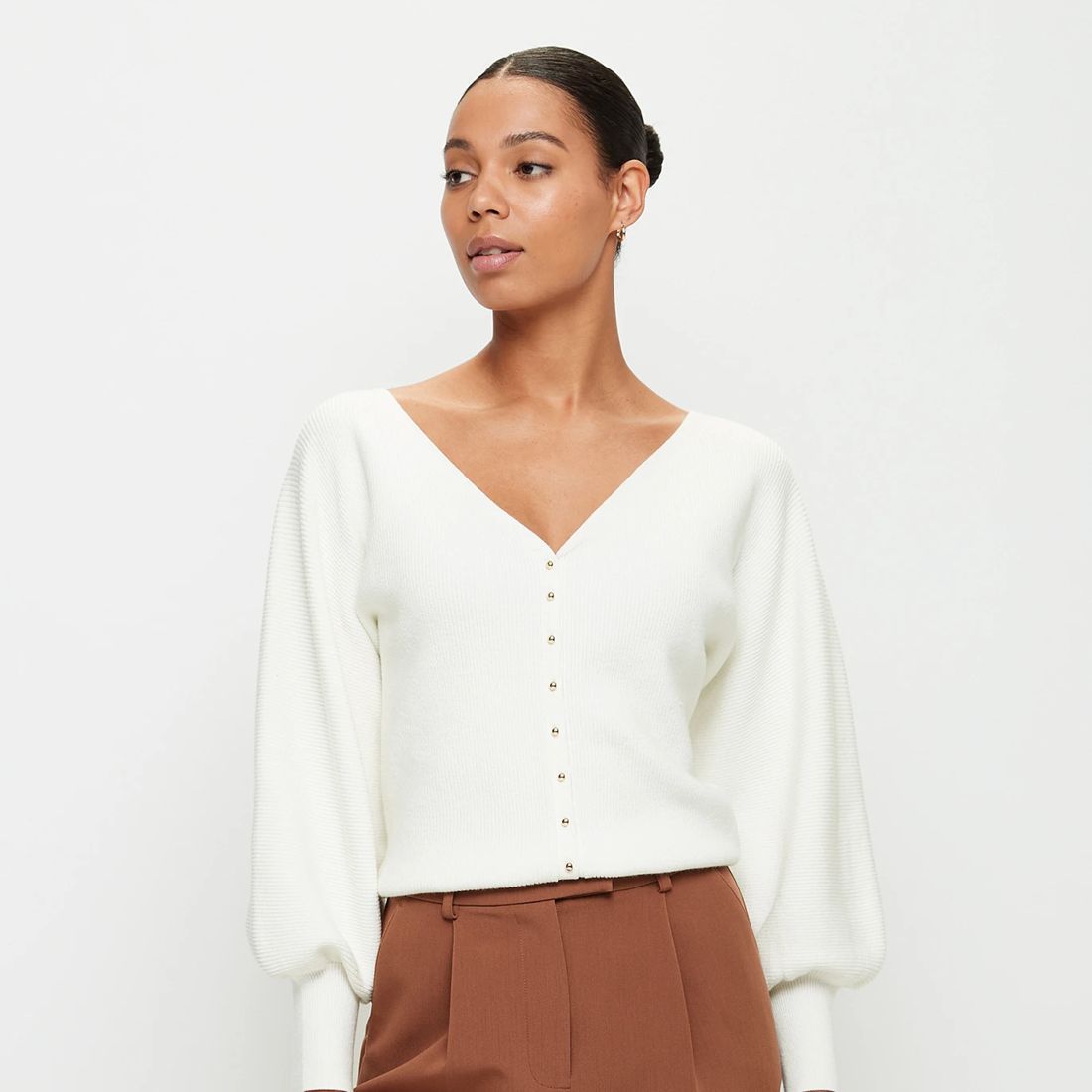 VNeck Puff Sleeve Knit Cardigan Preview Target Australia
