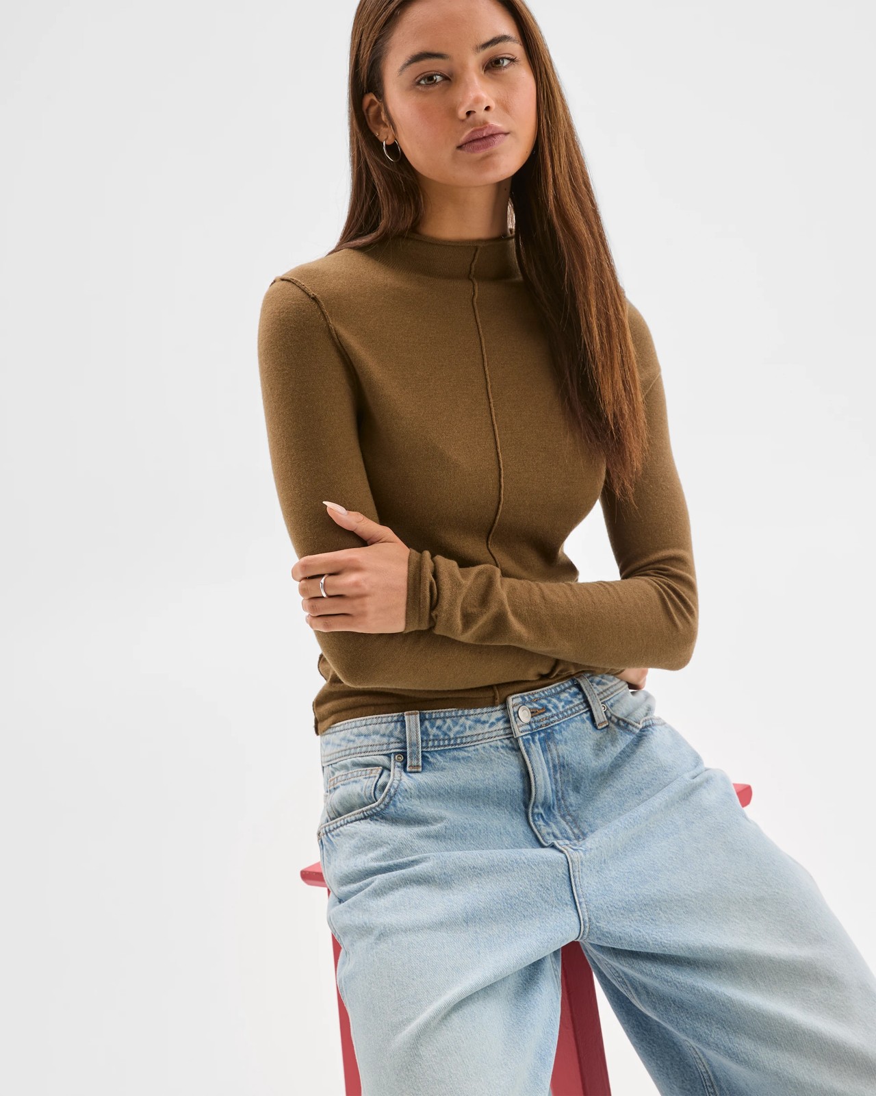 Lily Loves Exposed Seam Skivvy Top - Deep Moss 6 of 6