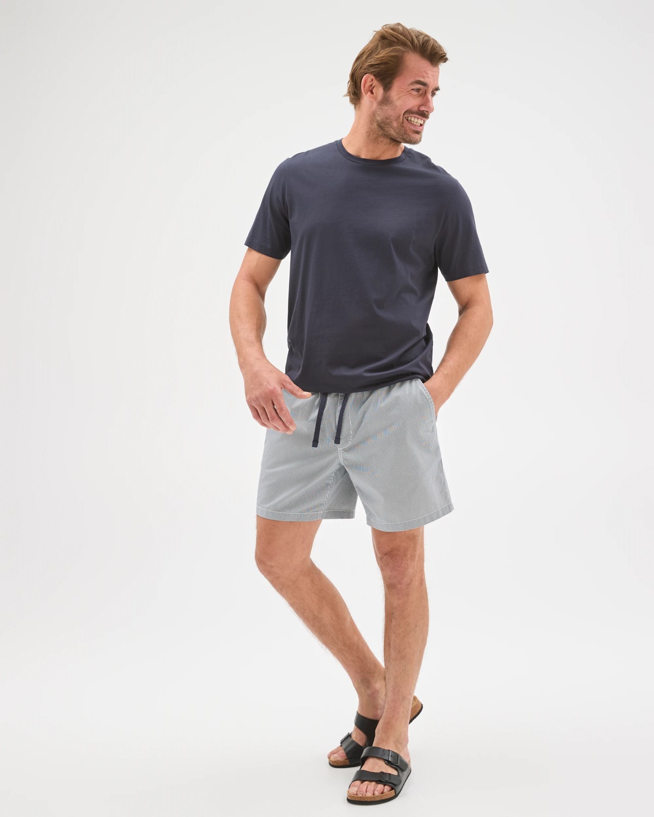 Australian Cotton Micro Stripe Shorts  - Night Sky 4 of 6