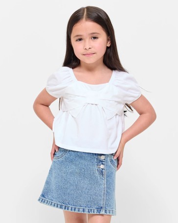 Puff Sleeve Bow Front Top