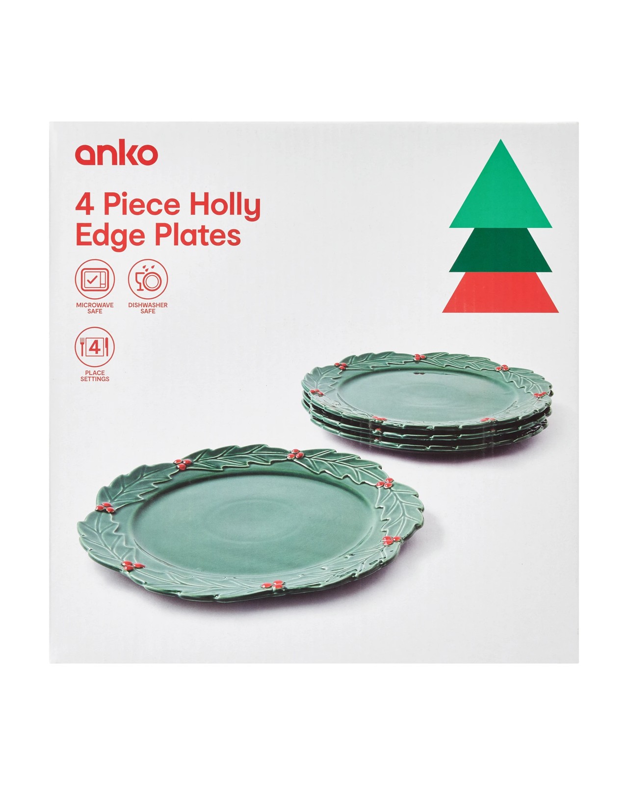 Anko 4 Piece Holly Edge Plates 4 of 4