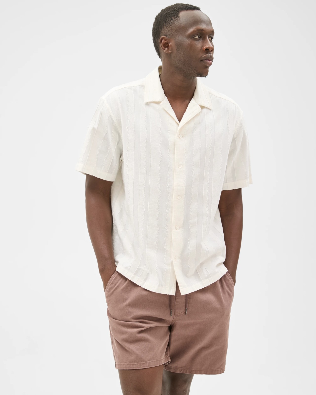 Commons Cotton Burnout Short Sleeve Shirt - Cloud White 2 of 6