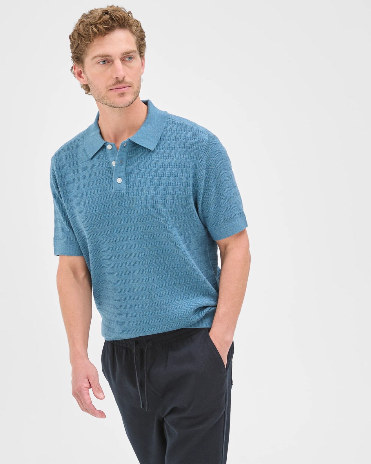 Australian Cotton Patterned Knit Polo Top 5 of 5