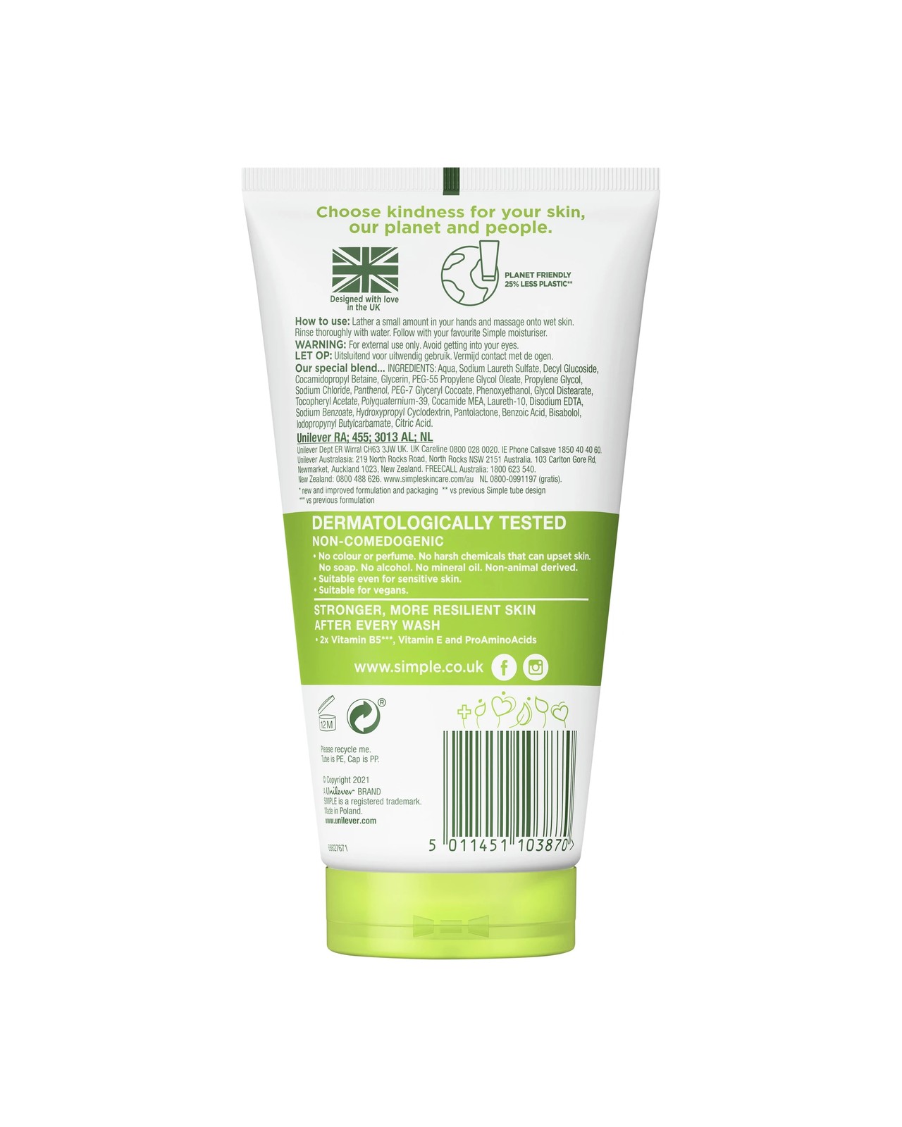 Simple Kind To Skin Moisturising Facial Wash 150mL 2 of 5