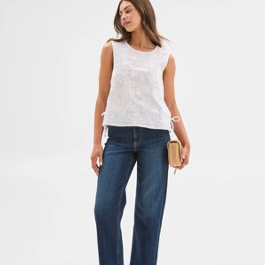 Petites Embroidered Tie Top
