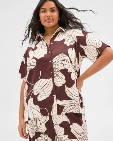Plus Size Satin Shirt