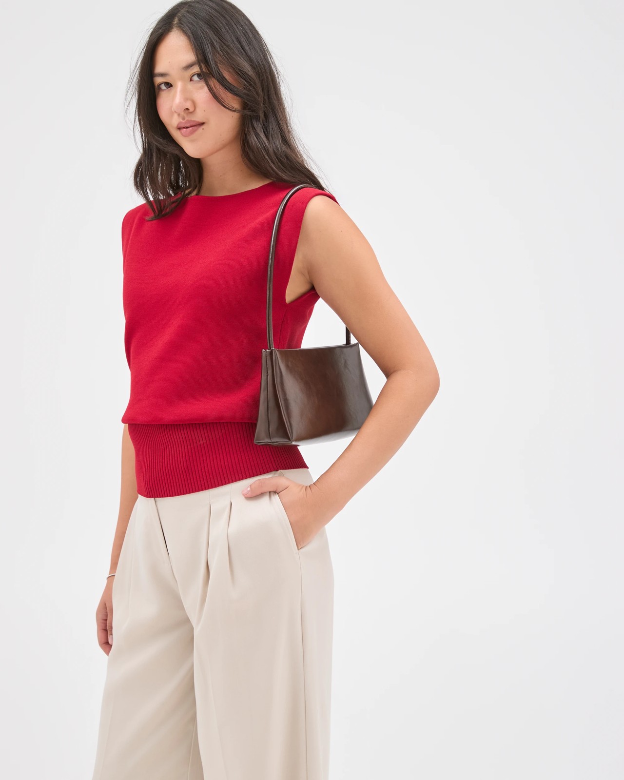 Preview Ultimate Milano Knit Tank Top - Scarlet Red 3 of 5