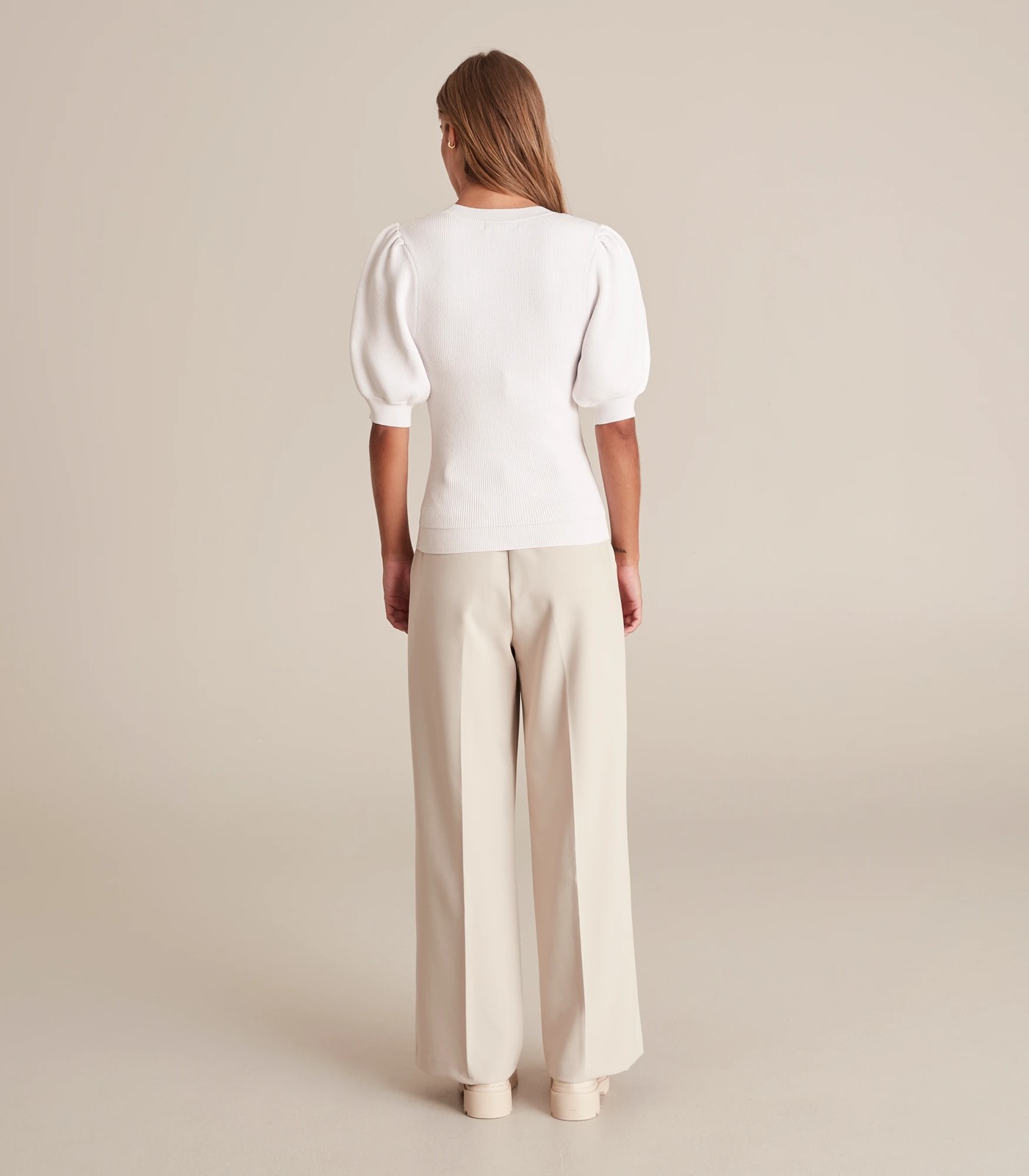 Preview Crew Neck Puff Sleeve Knit Top 4 of 5