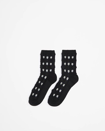 Australian Cotton Blend Daisy Embroidered Crew Socks