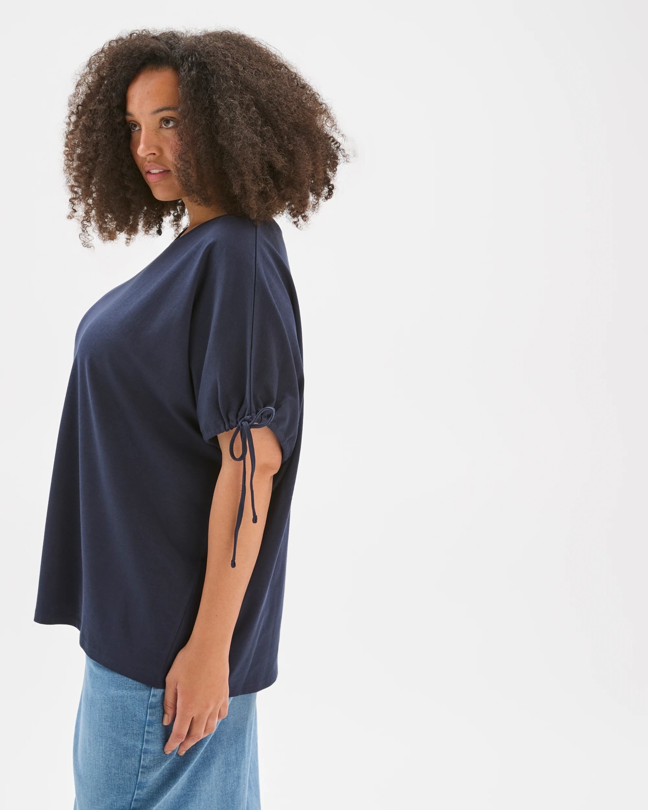 Plus Size Australian Cotton Gathered Sleeve T-Shirt 3 of 5