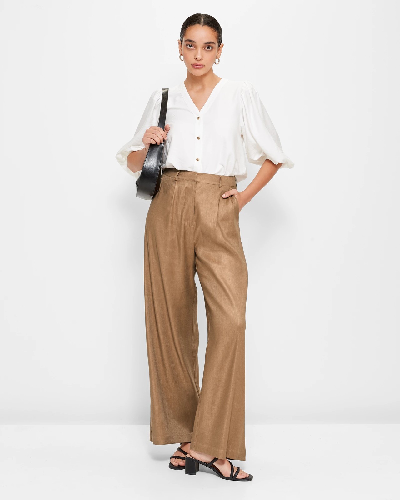 Balloon Sleeve Button Through Blouse - Preview | Target Australia