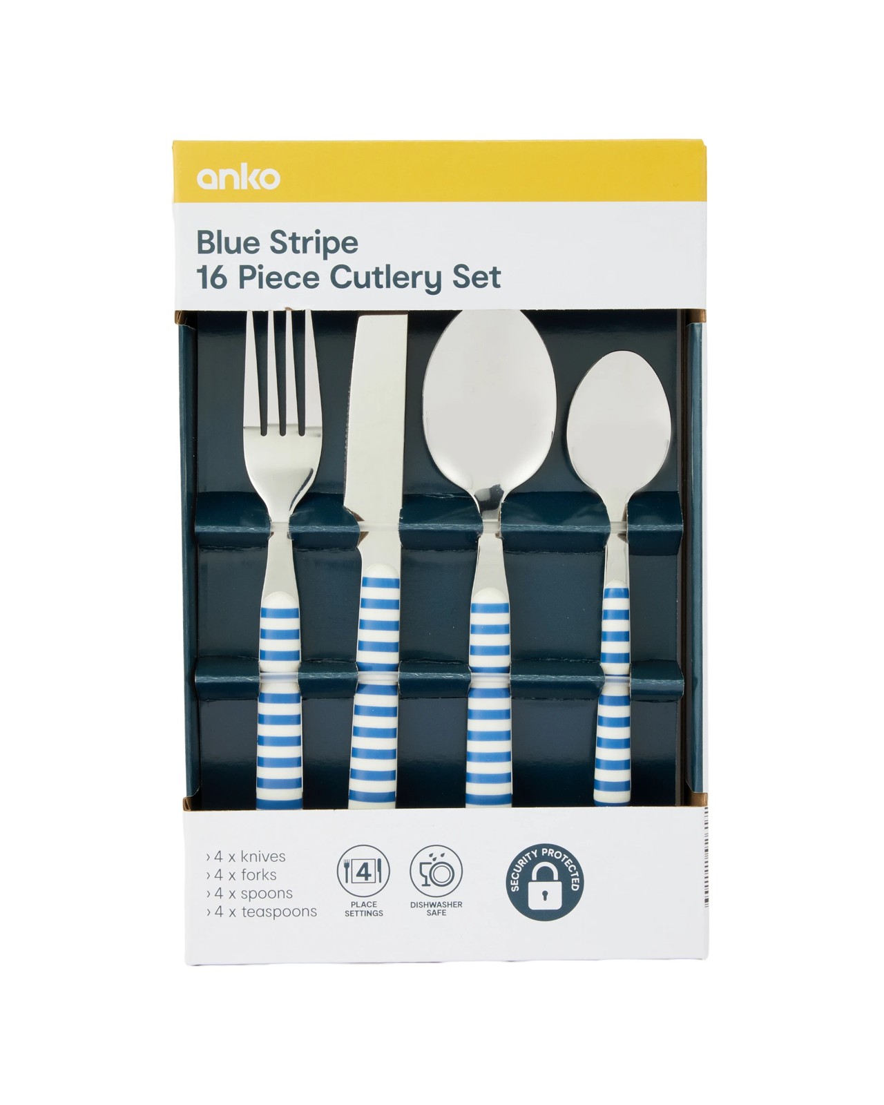 Anko 16 Piece Blue Stripe Cutlery Set 4 of 5