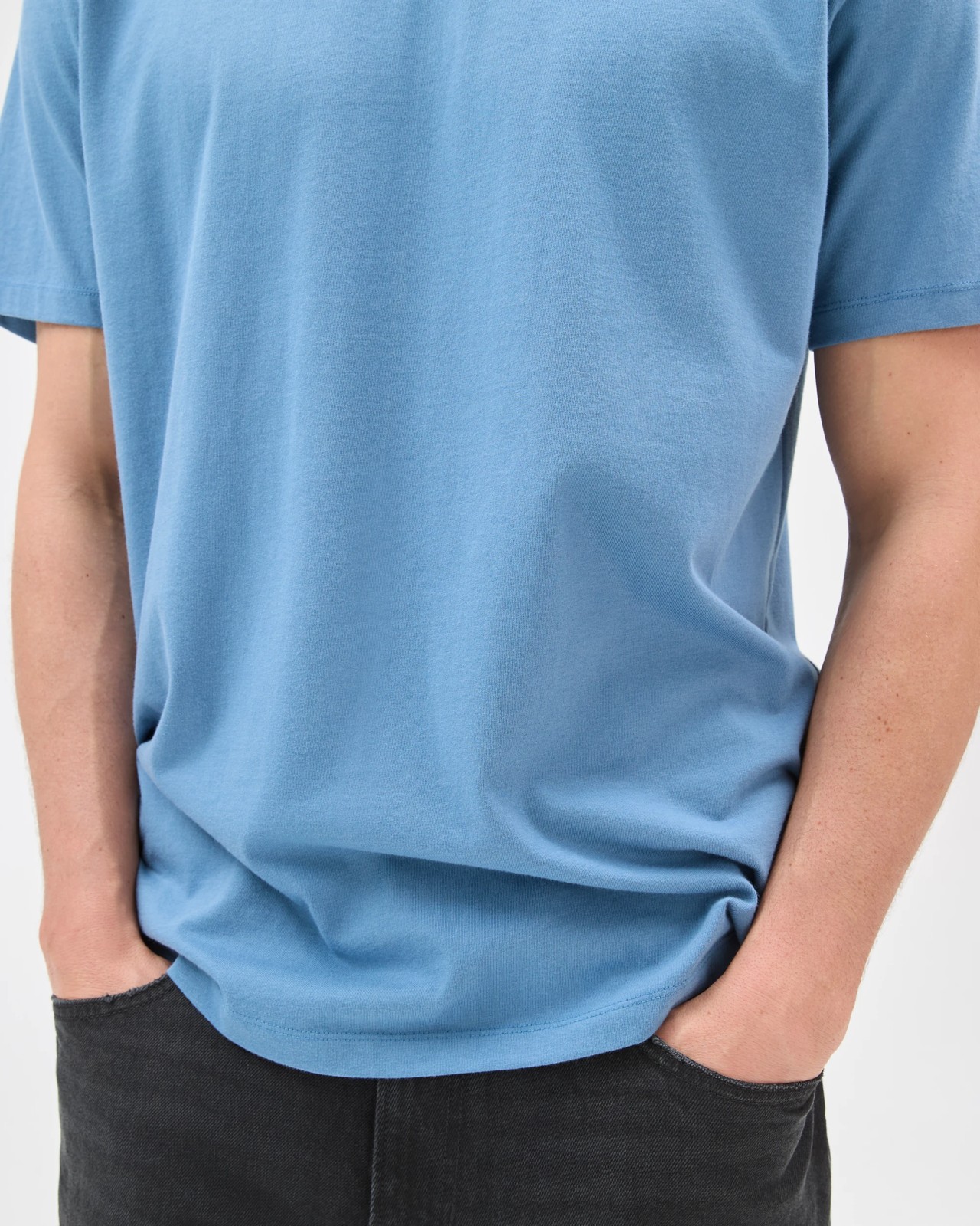 Australian Cotton Curved Hem T-Shirt - Blue 5 of 6