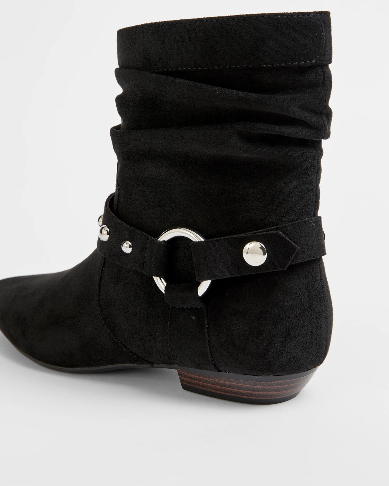 Studded Low Heel Boot - Cleo - Black Microsuede 3 of 3