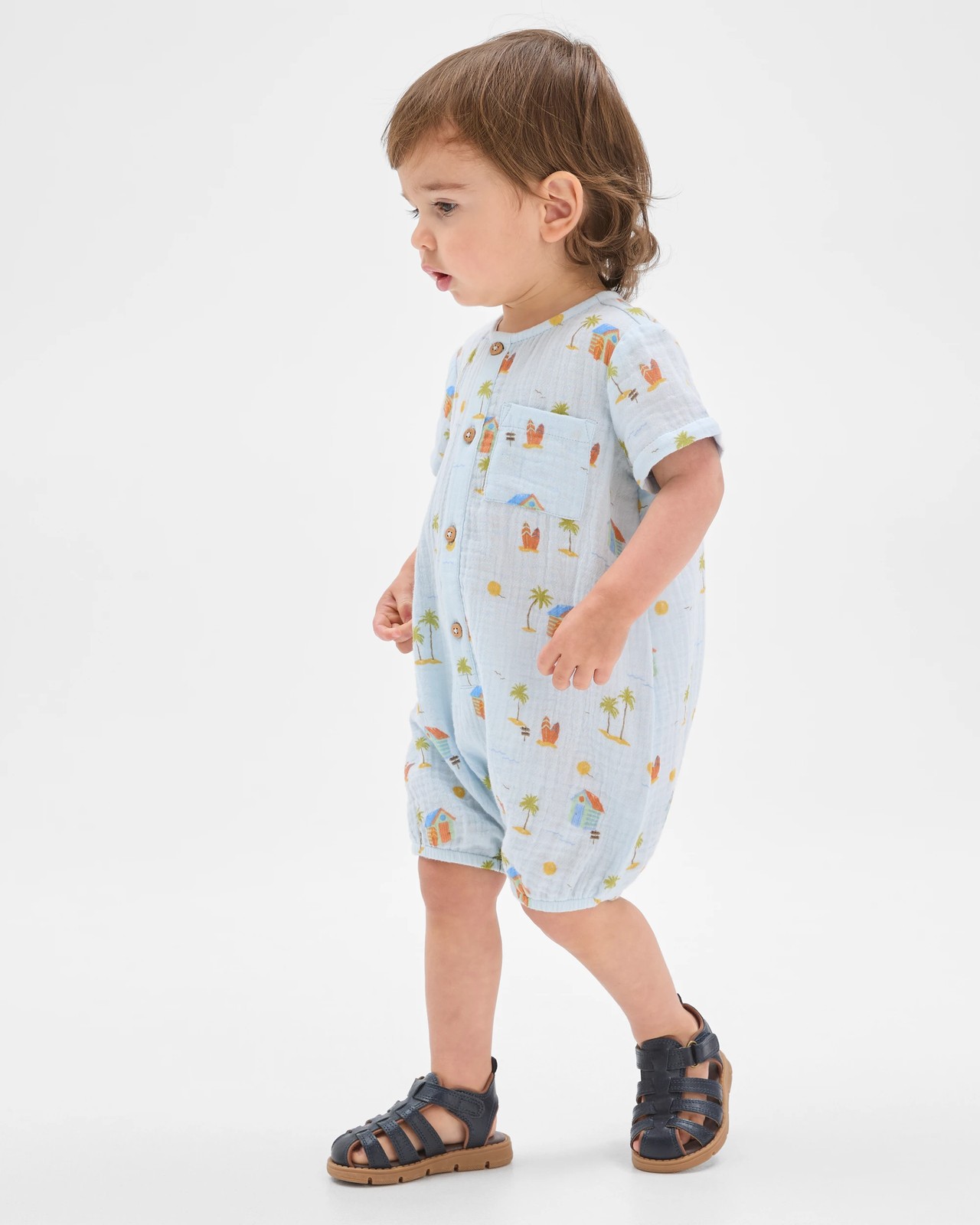 Baby Organic Cotton Woven Romper 3 of 6