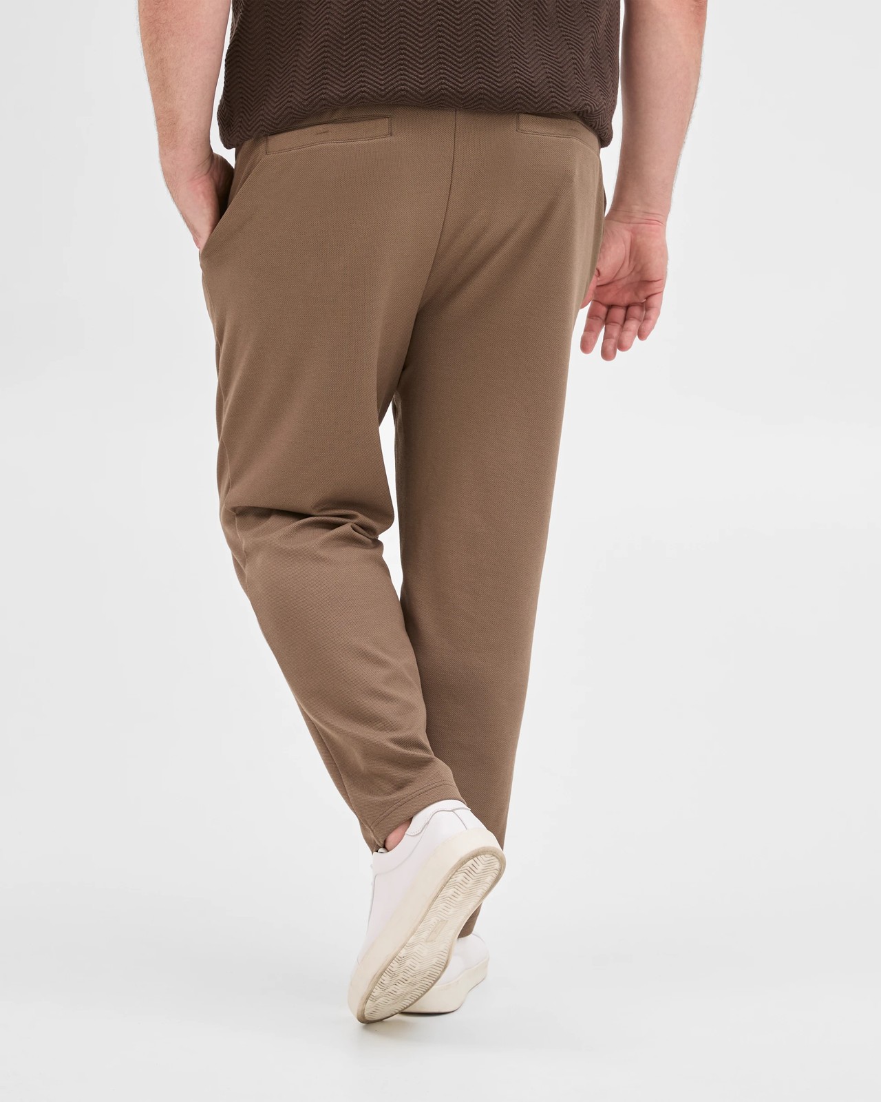 Plus Size Textured Trackpants - Mushroom 3 of 5