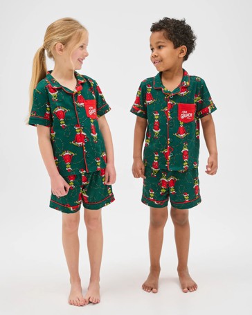 Family Matching Christmas Australian Cotton Younger Kids Pyjama Set - Grinch