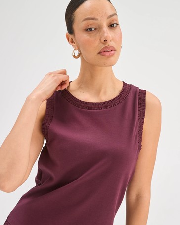 Australian Cotton Gathered Trim Tank Top
