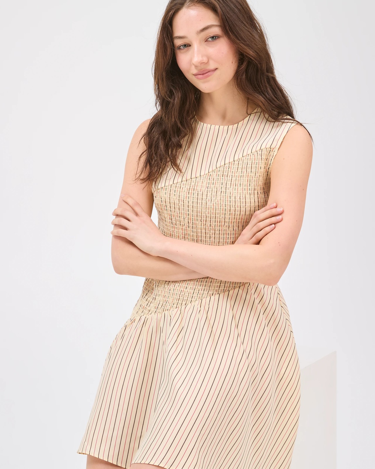 Lily Loves Lyocell Shirred Panel Mini Dress - Lemon 3 of 5