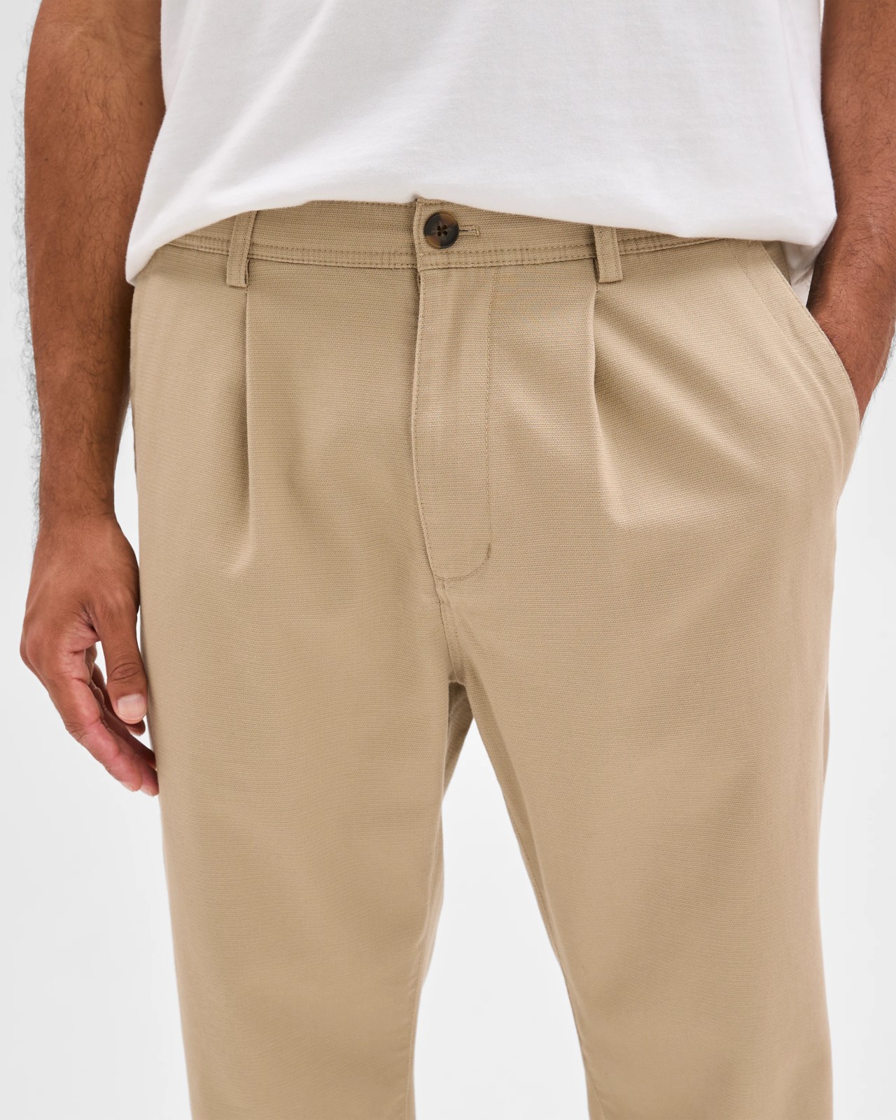 Australian Cotton Pleated Textured Chino Pants - Neutral 5 of 5
