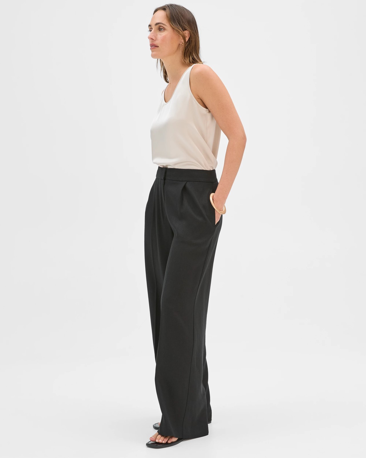 Preview Tailored Wide Leg Pants - Black 3 of 5