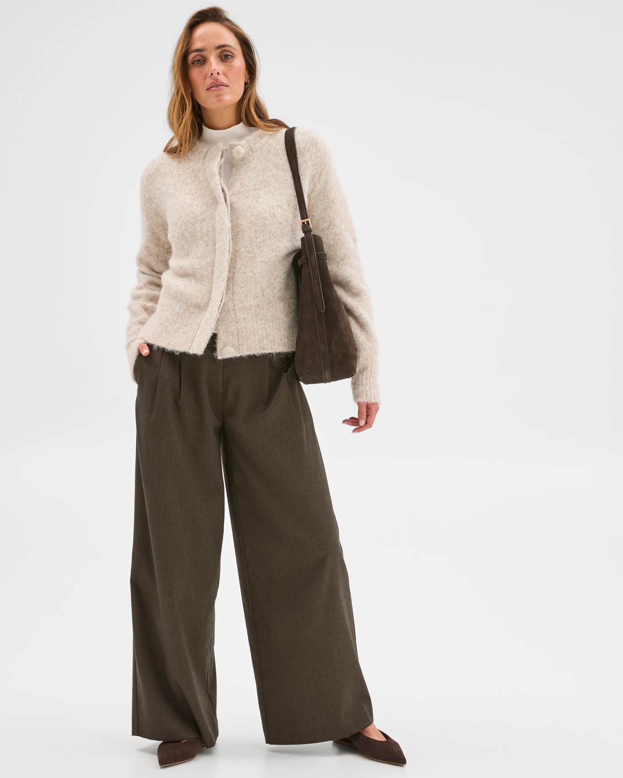 Preview Long Sleeve Plush Cardigan - Oatmeal marle 4 of 6