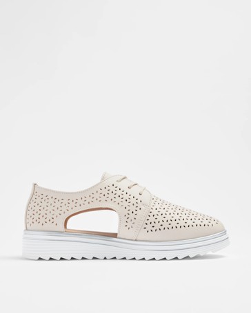 Womens Lace Up Wide Fit Flats - Ford