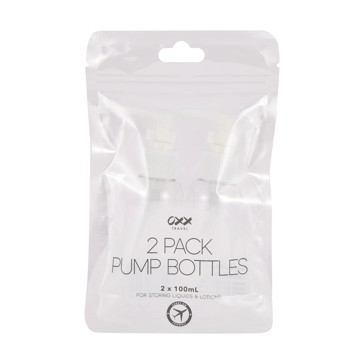 OXX Travel 2 Pack Pump Bottles - White and Clear