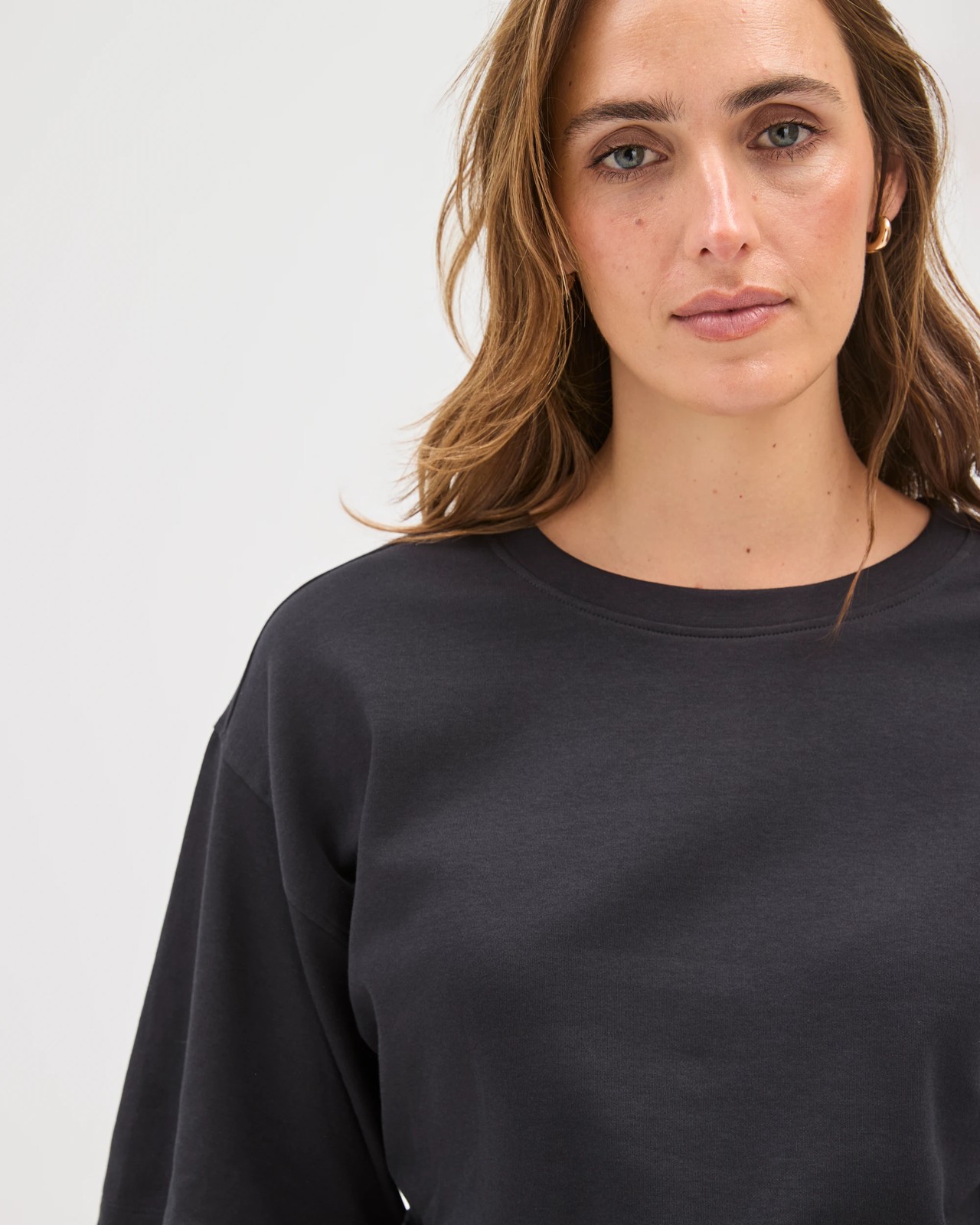 Australian Cotton Gathered Waist T-Shirt - Black 5 of 5