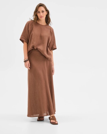 European Linen Seam Detail Skirt
