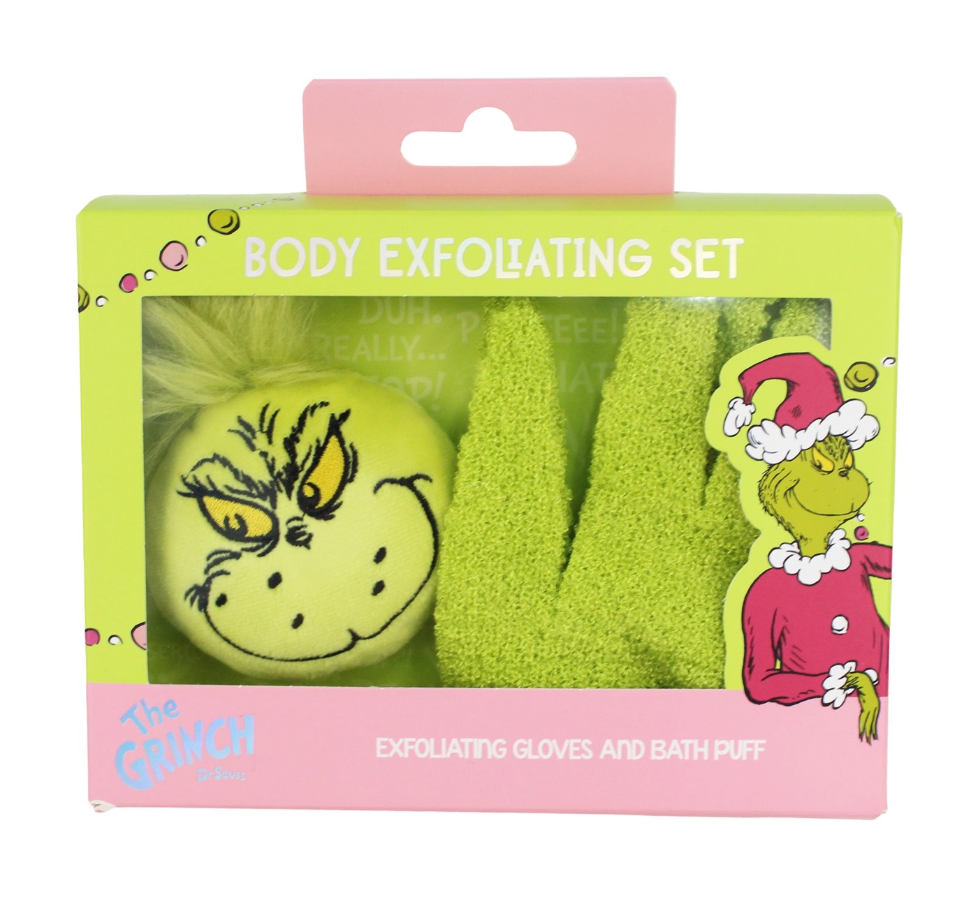 Dr Seuss The Grinch Exfoliating Gloves and Bath Puff Set 2 of 4