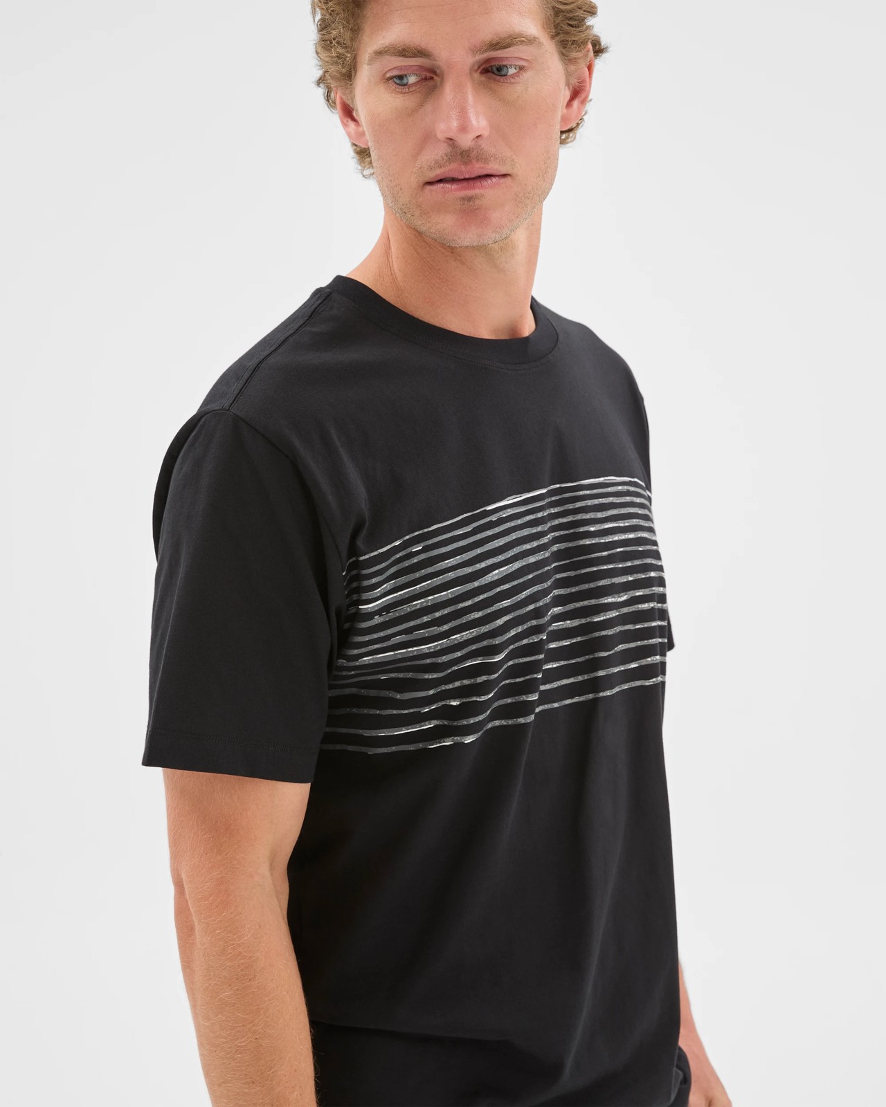 Australian Cotton Frequency Print T-Shirt  - Black 4 of 6