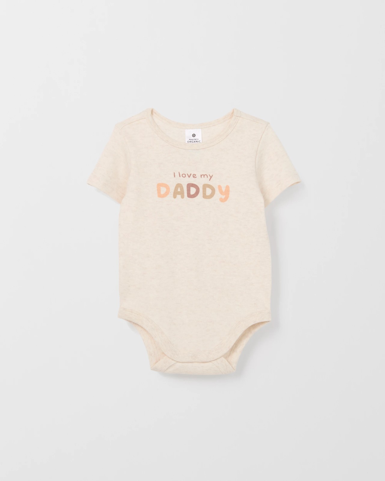 Baby Organic Cotton Short Sleeve Print Bodysuit - Oat Love Daddy 4 of 5