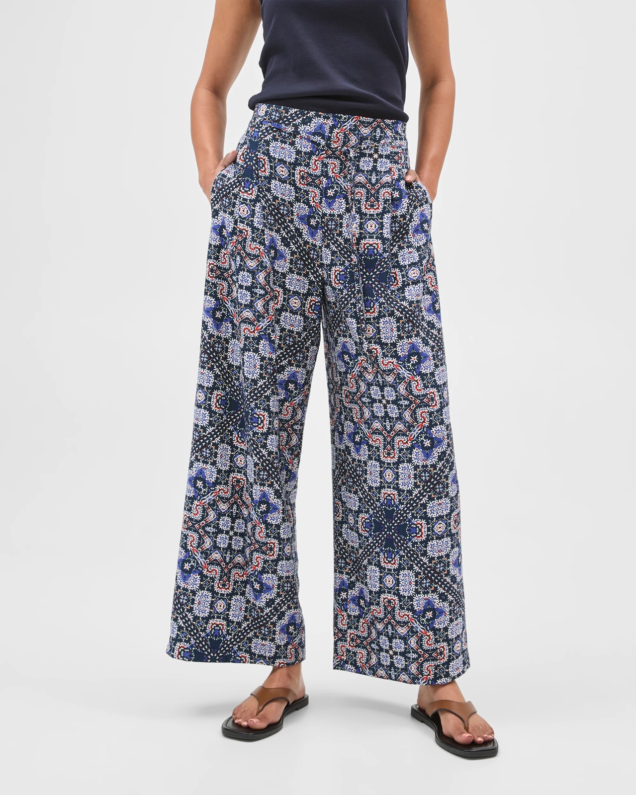 Print Tie Front Pants - Tile Print 4 of 6