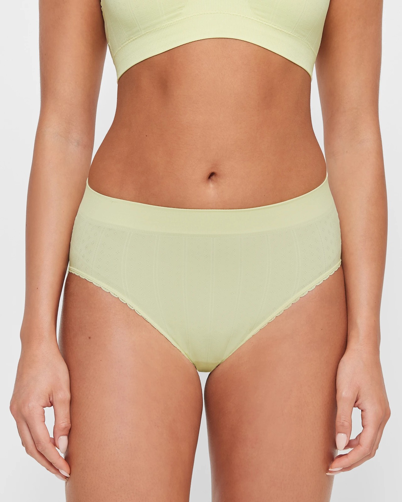 Pointelle High Waisted Bikini Briefs - Lily Loves - White