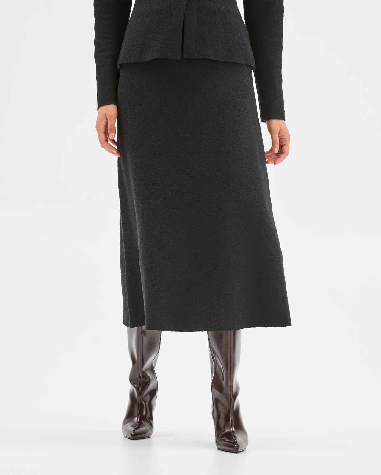 Preview Boucle Knit Midi Skirt - Black 3 of 6