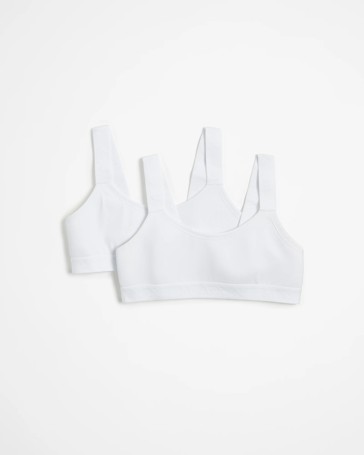 Girls Micro Performance Crop Tops 2 Pack - Maxx - White