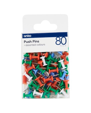 Push Pins, 80 Pack - Anko