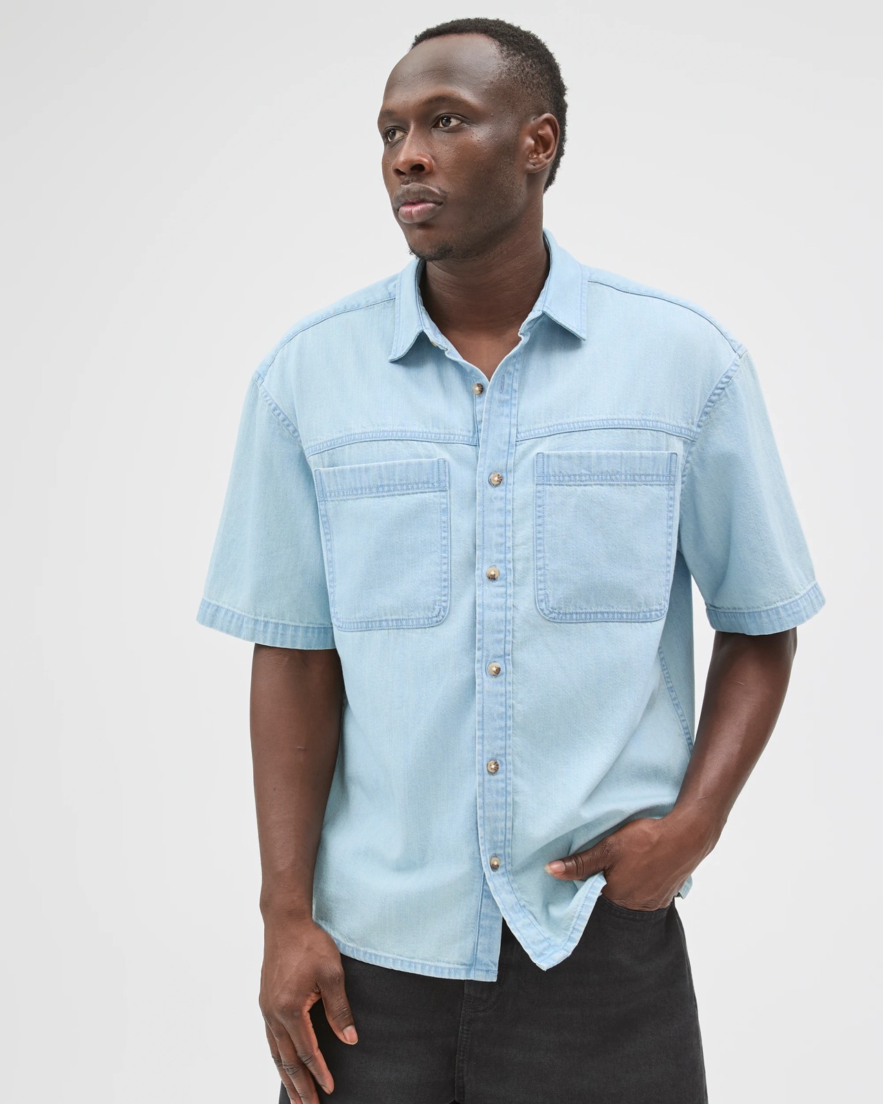 Commons Plain Boxy Fit Denim Shirt 4 of 5
