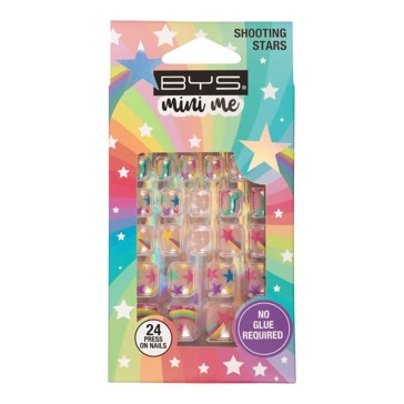 BYS 24 Pack Mini Me Press On Nails - Shooting Stars, Square Shape