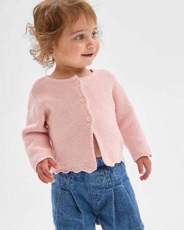 Baby Organic Cotton Scalloped Edge Knit Cardigan
