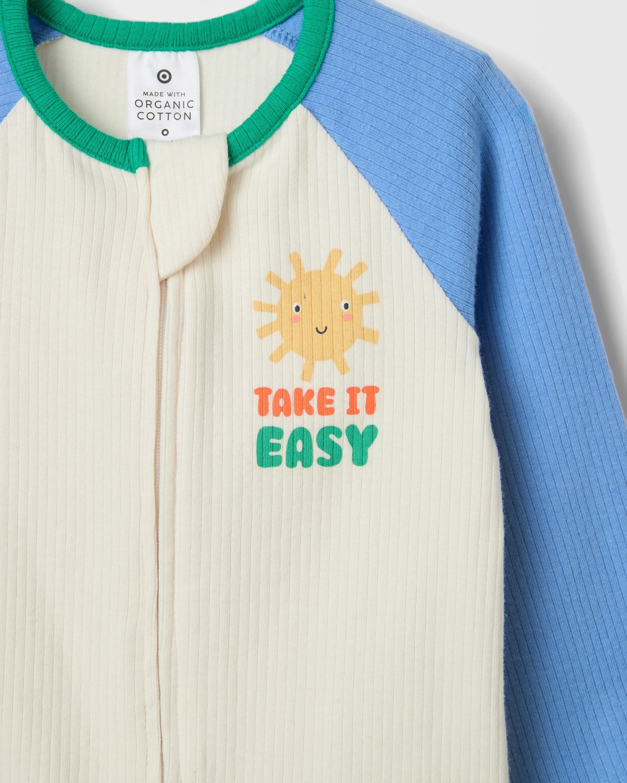 Baby Organic Cotton 2 Pack Rib Zip Coverall - Blue Take It Easy 4 of 5