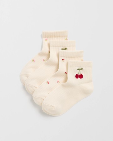Maxx Cotton Blend 4 Pack Older Girls Quarter Crew Socks