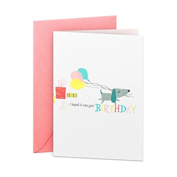 Hallmark Birthday Card - Dog with Balloons and Presents