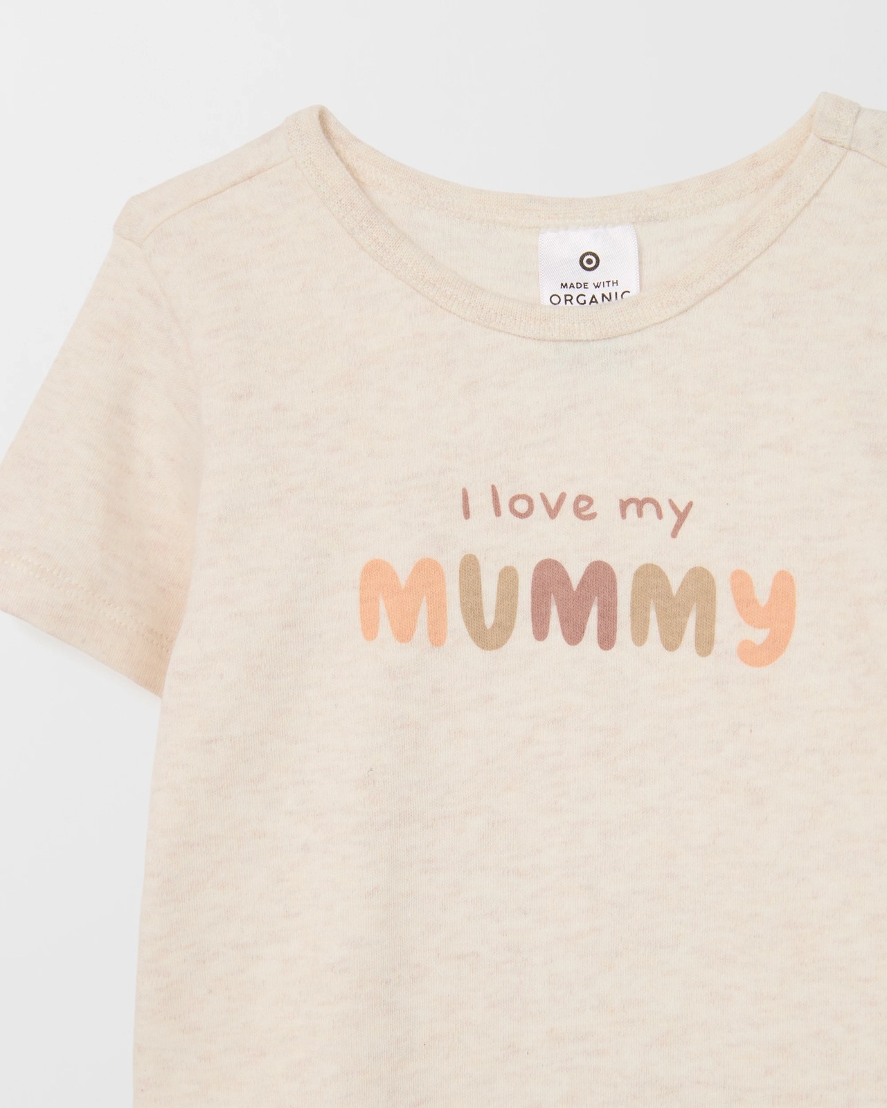 Baby Organic Cotton Short Sleeve Print Bodysuit - Oat Love Mummy 2 of 2