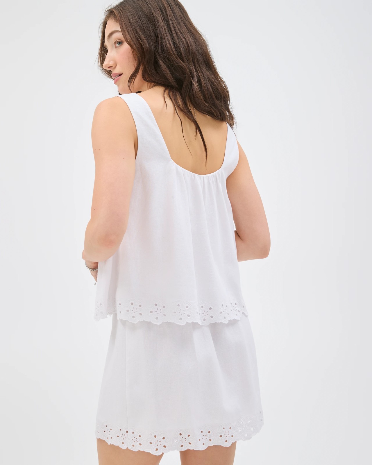 Lily Loves European Linen Blend Embroidered Cami - White 5 of 6