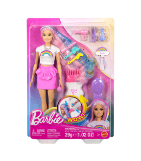 Barbie Rainbow Sparkle Hair Doll with Extra-Long Hair and Accessories