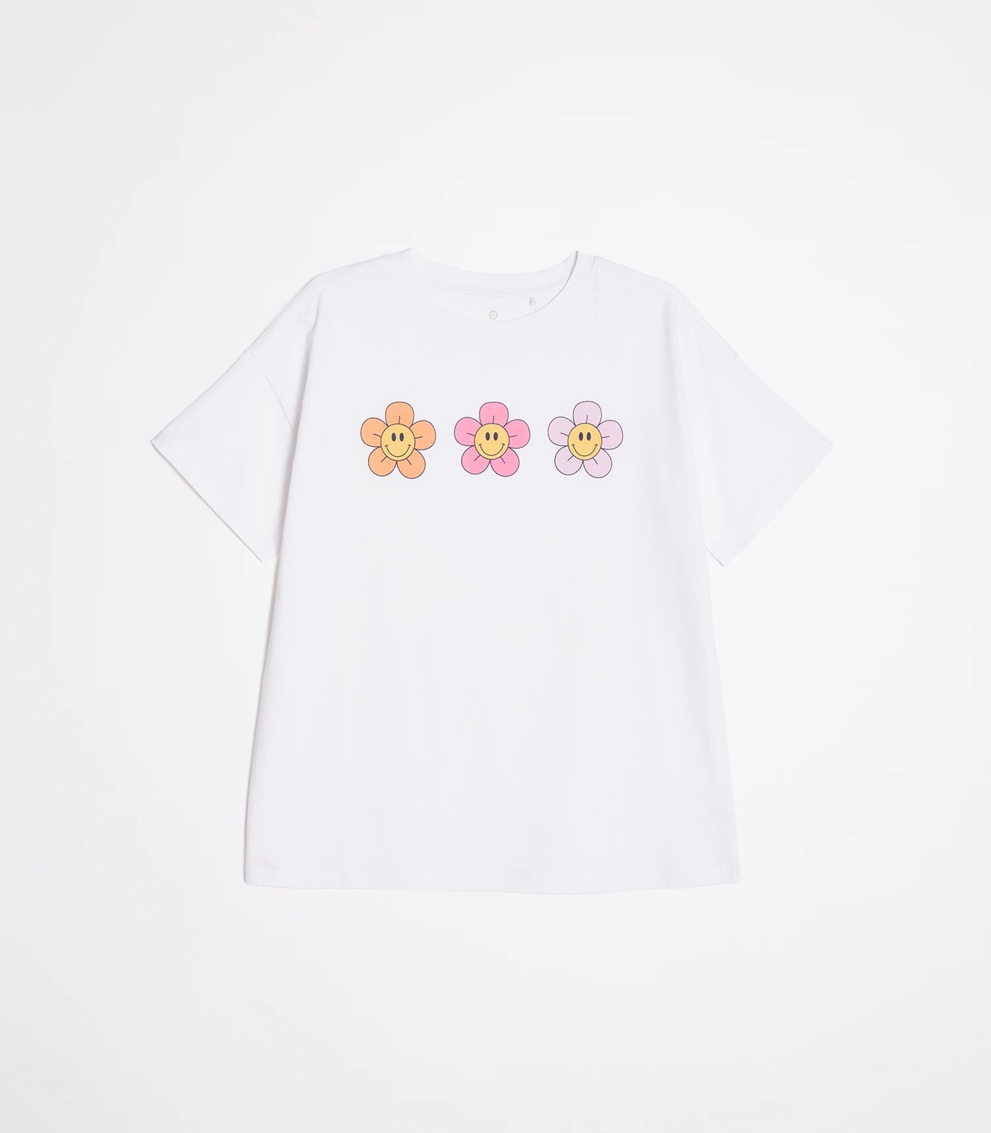 Organic Cotton Longline Print T-shirt - White Flower | Target Australia